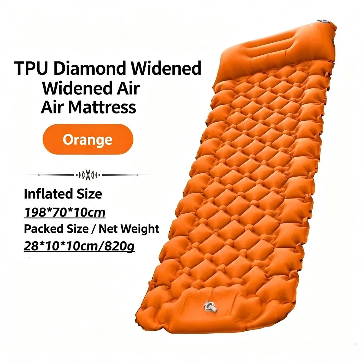 Camping TPU Inflatable Mattress for Outdoor Hiking, Lightweight, Portable, Foldable, Foot-Pump Inflatable Mattress, Car-Mounted Inflatable Mattress