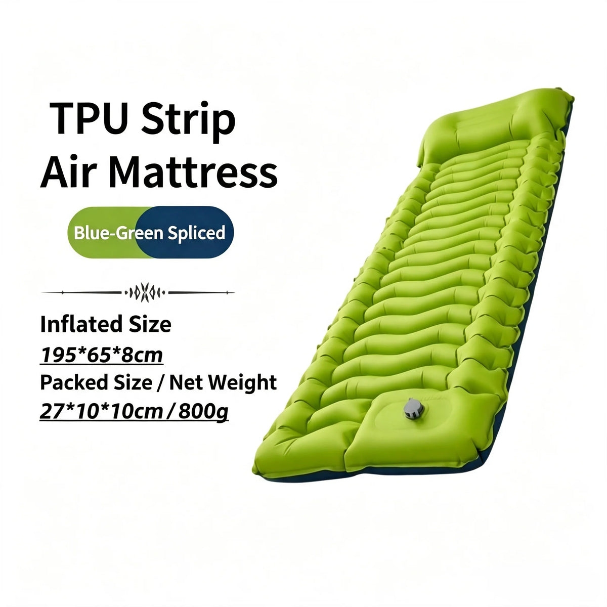 Camping TPU Inflatable Mattress for Outdoor Hiking, Lightweight, Portable, Foldable, Foot-Pump Inflatable Mattress, Car-Mounted Inflatable Mattress