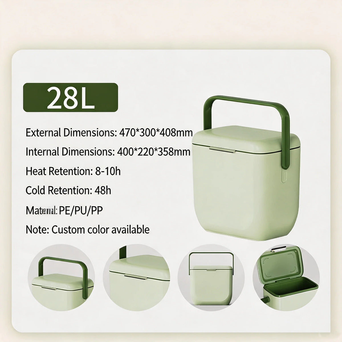 Food-Grade Material Insulated Box with Handle, Multiple Specifications, PU High-End Feel, Light Luxury Refrigerated Gift Box, OEM Customization