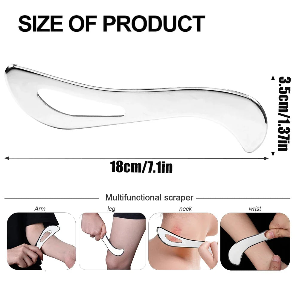 Stainless Steel Guasha Scraping Massage Tool for Soft Tissue, Physical Therapy Stuff Used for Back, Legs, Arms, Neck, Shoulder