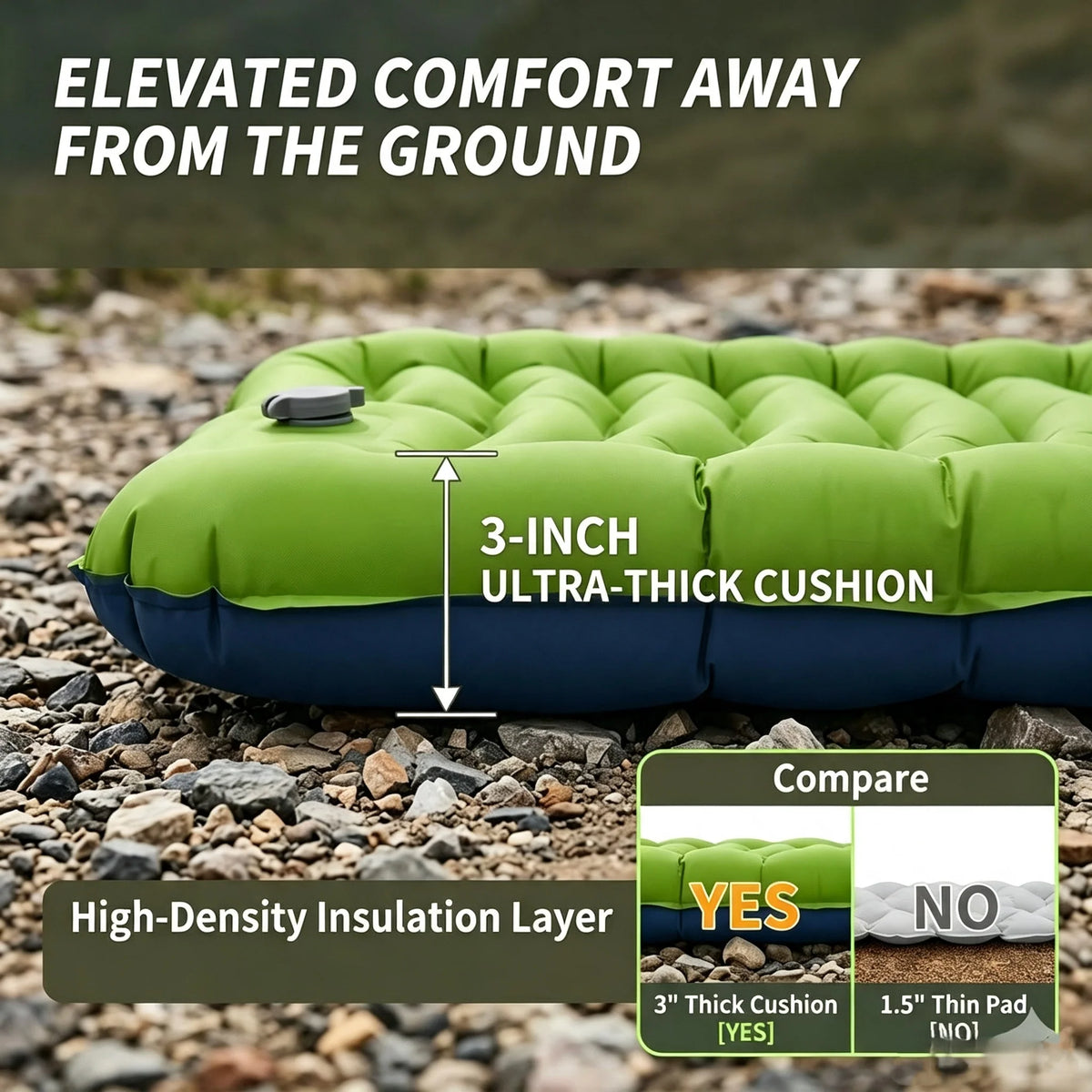 Camping TPU Inflatable Mattress for Outdoor Hiking, Lightweight, Portable, Foldable, Foot-Pump Inflatable Mattress, Car-Mounted Inflatable Mattress