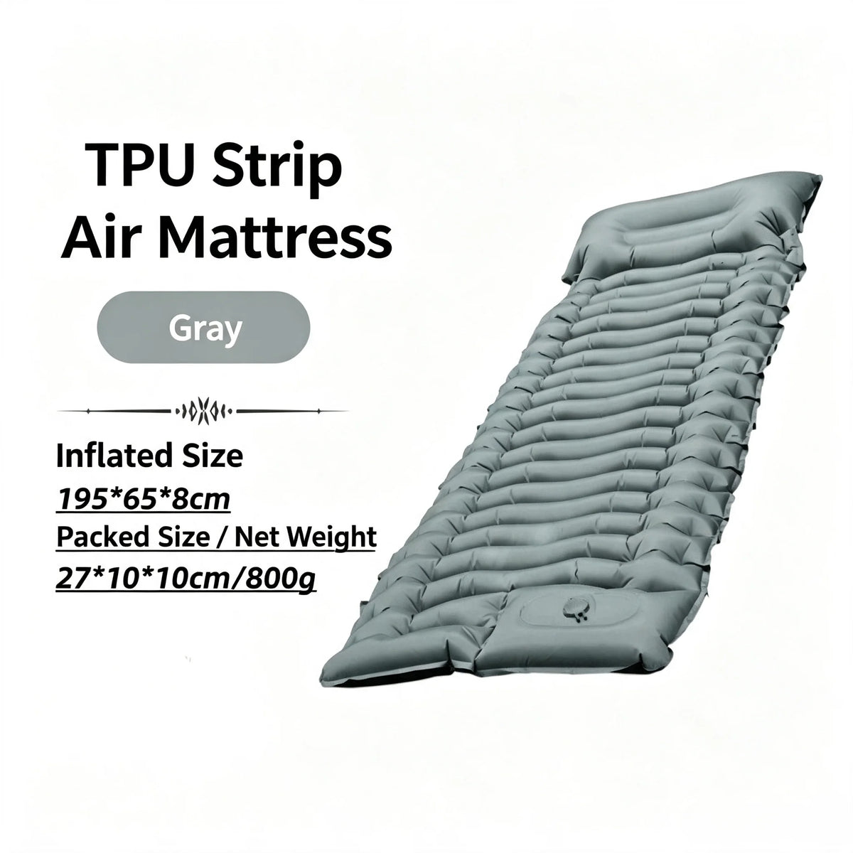 Camping TPU Inflatable Mattress for Outdoor Hiking, Lightweight, Portable, Foldable, Foot-Pump Inflatable Mattress, Car-Mounted Inflatable Mattress