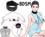 PU Leather Collar With Nipple Clamps SM Bondage Play Sex Toys For