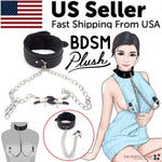 PU Leather Collar With Nipple Clamps SM Bondage Play Sex Toys For