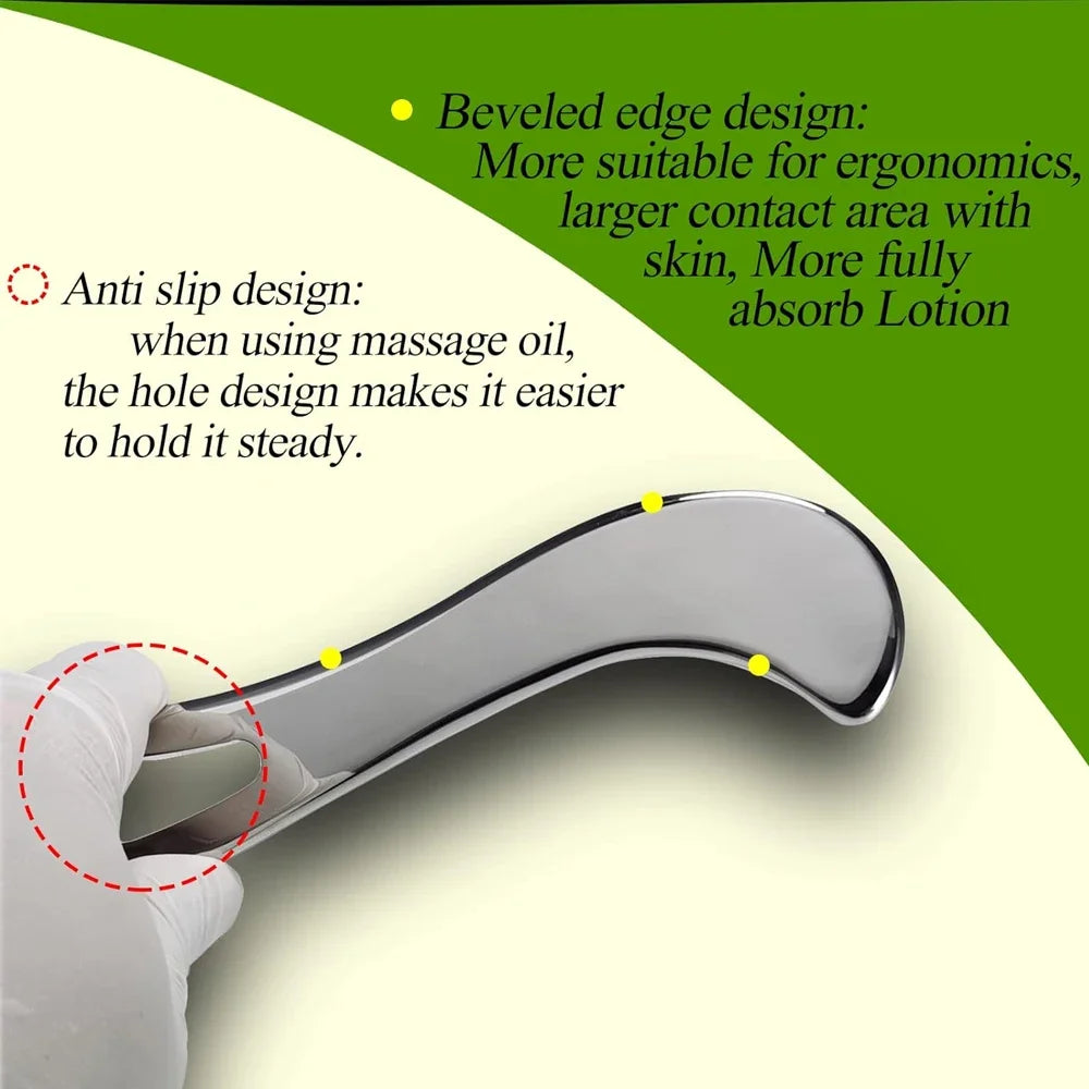 Stainless Steel Guasha Scraping Massage Tool for Soft Tissue, Physical Therapy Stuff Used for Back, Legs, Arms, Neck, Shoulder