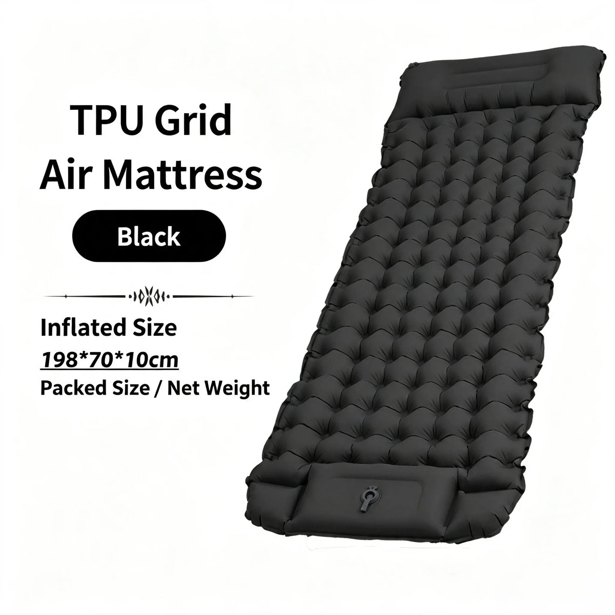 Camping TPU Inflatable Mattress for Outdoor Hiking, Lightweight, Portable, Foldable, Foot-Pump Inflatable Mattress, Car-Mounted Inflatable Mattress