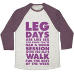 LEG DAYS ARE LIKE SEX UNISEX TRI-BLEND BASEBALL TEE