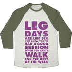 LEG DAYS ARE LIKE SEX UNISEX TRI-BLEND BASEBALL TEE