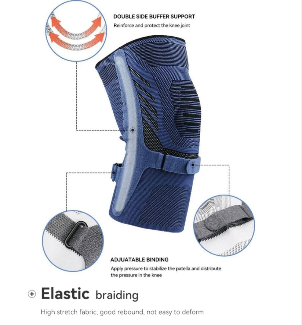 Knee Compression Sleeve - Knee Brace with Side Stabilizers & Patella Tendon Strap for Working Out, Arthritis & Meniscus Tear